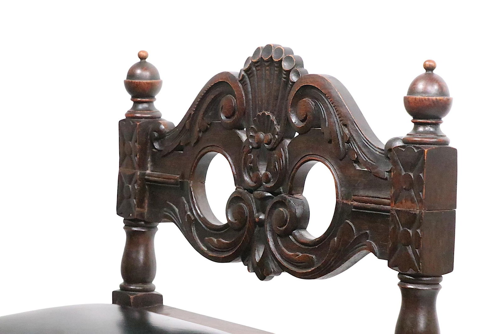 Pair of Antique Oak Barley Twist Accent Chairs C. 1900's - 7