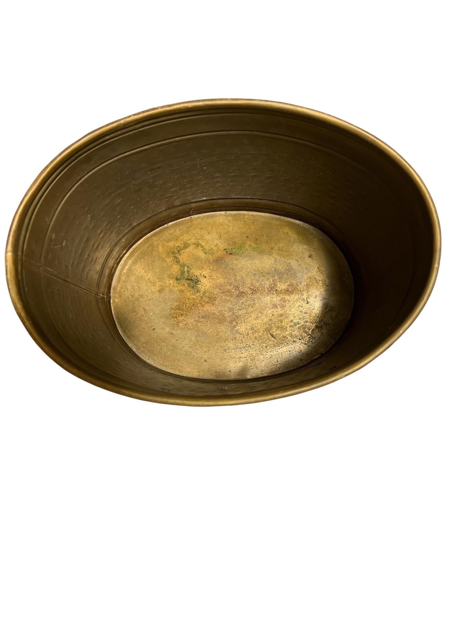 Vintage Hammered Brass Container, Planter, or Trash Can With Rope Design, India - 5