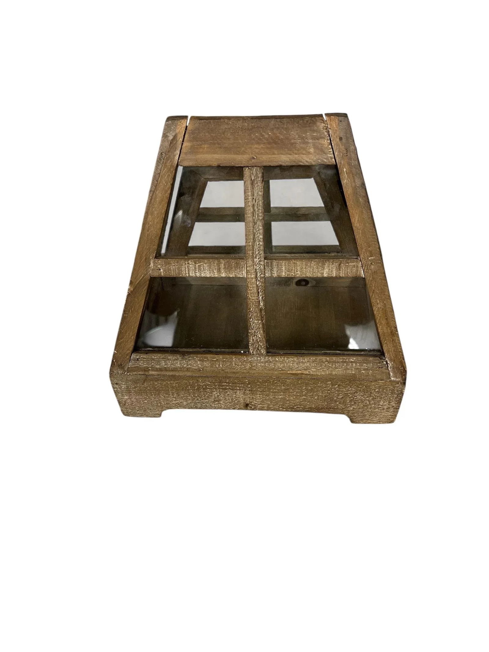 Vintage Cerused Wood Terrarium Tabletop Greenhouse, Farmhouse, Cabin, Lodge, Garden - 4