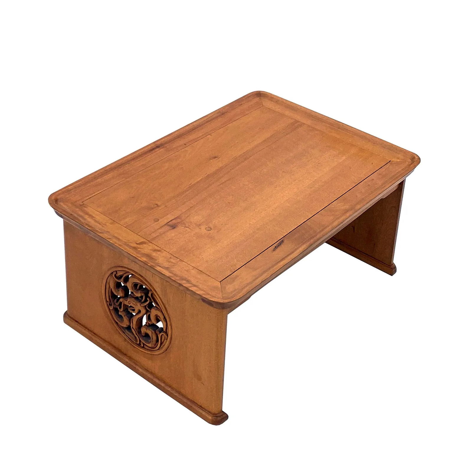 Oriental Light Brown Wood Rectangular Table Stand - 3