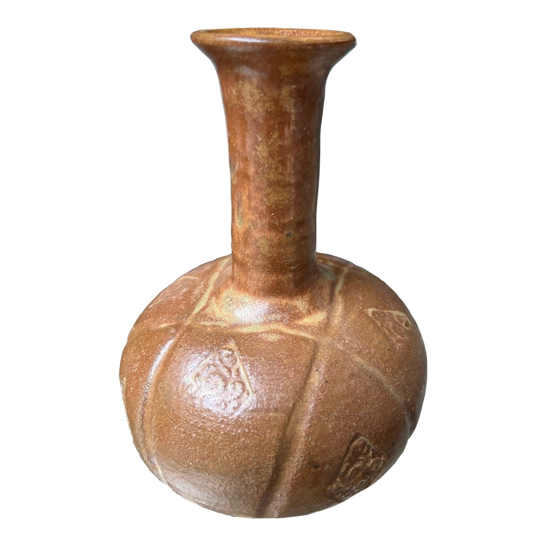 Small 1990s Brown Ceramic Boho Chic Vase, Signed by the Artist: Up for consideration is a beautiful brown ceramic boho chic vase, signed by the artist. This is a simple piece that brings so much style to your home. This is also a great find for the interior