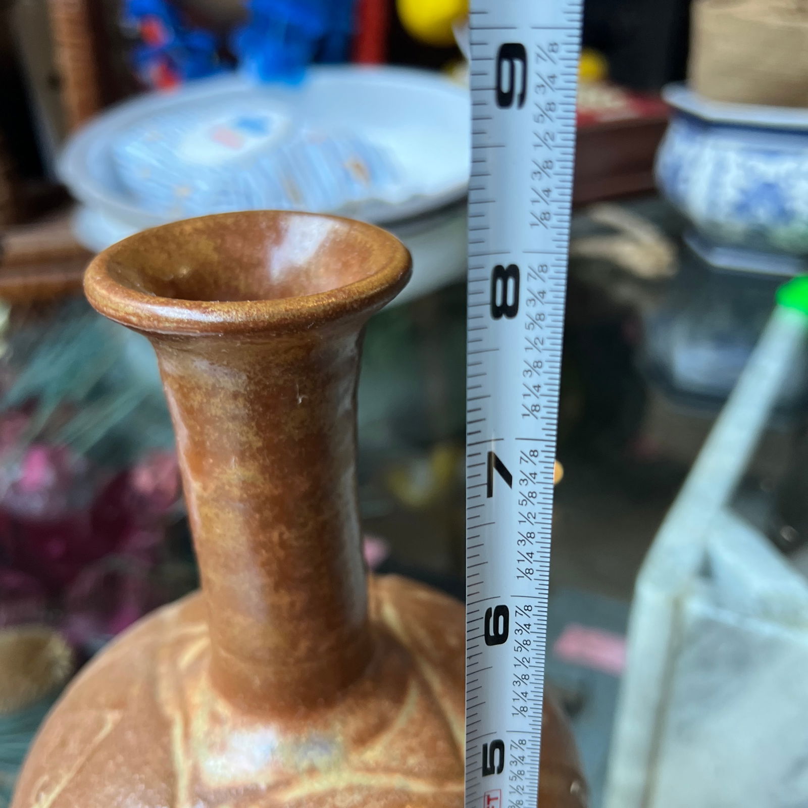 Small 1990s Brown Ceramic Boho Chic Vase, Signed by the Artist - 2