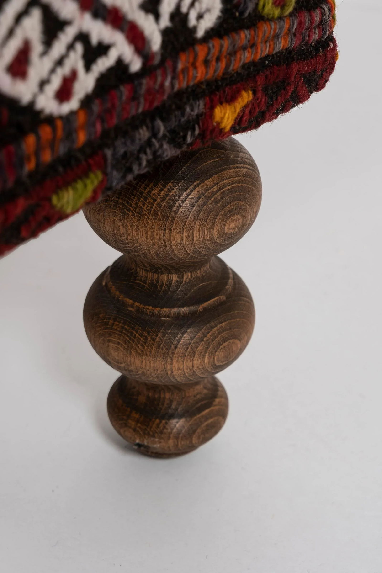 Turkish Hand Woven Kilim Footstool - Tribal Pouf - 6