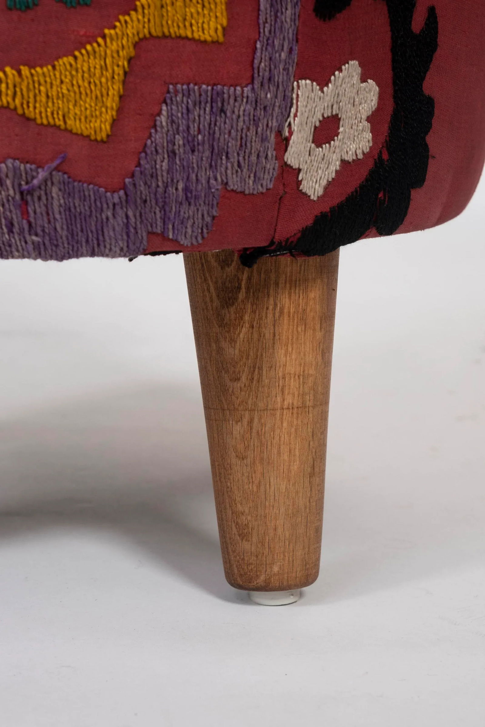 Modern Handwoven Uzbek Suzani Ottoman Footstool - 8