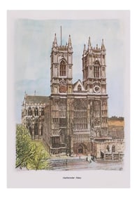 1970s After Bernard Smith "Westminster Abbey", English Traditional Vintage Print