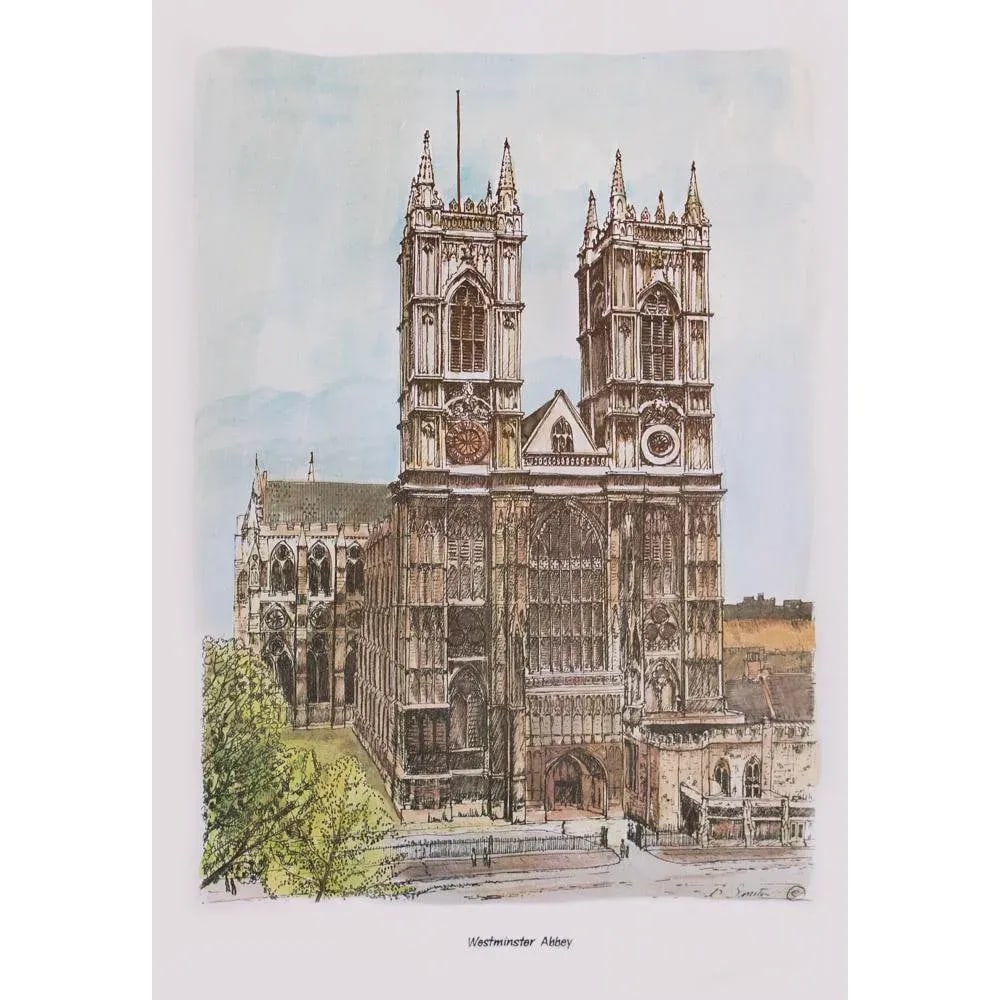 1970s After Bernard Smith "Westminster Abbey", English Traditional Vintage Print - 5