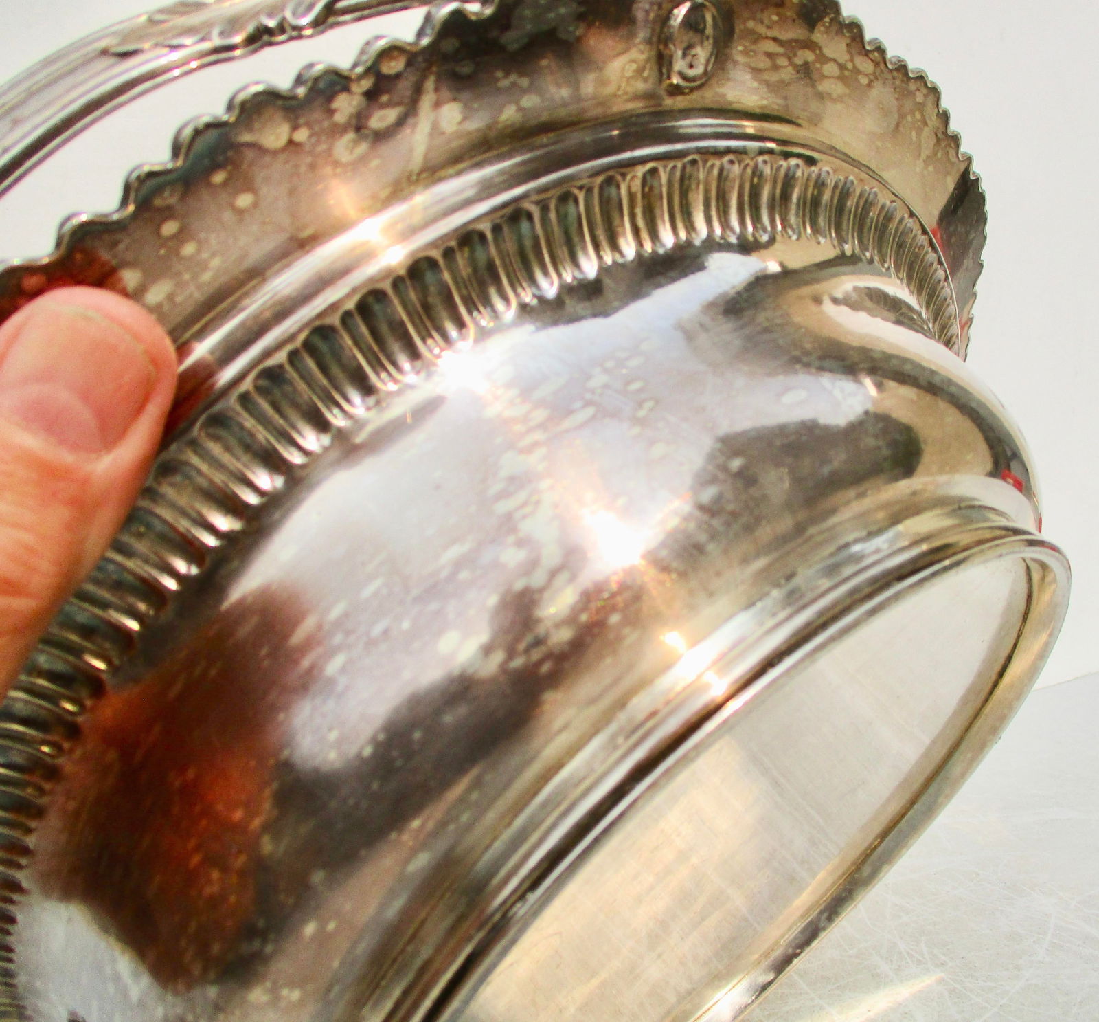 Antique Shefflield Plate Swing Handle Basket - 11