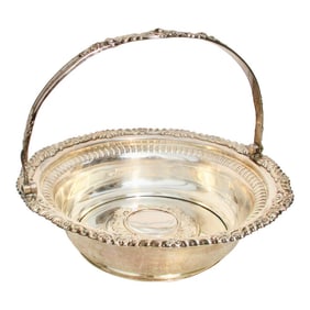 Antique Shefflield Plate Swing Handle Basket