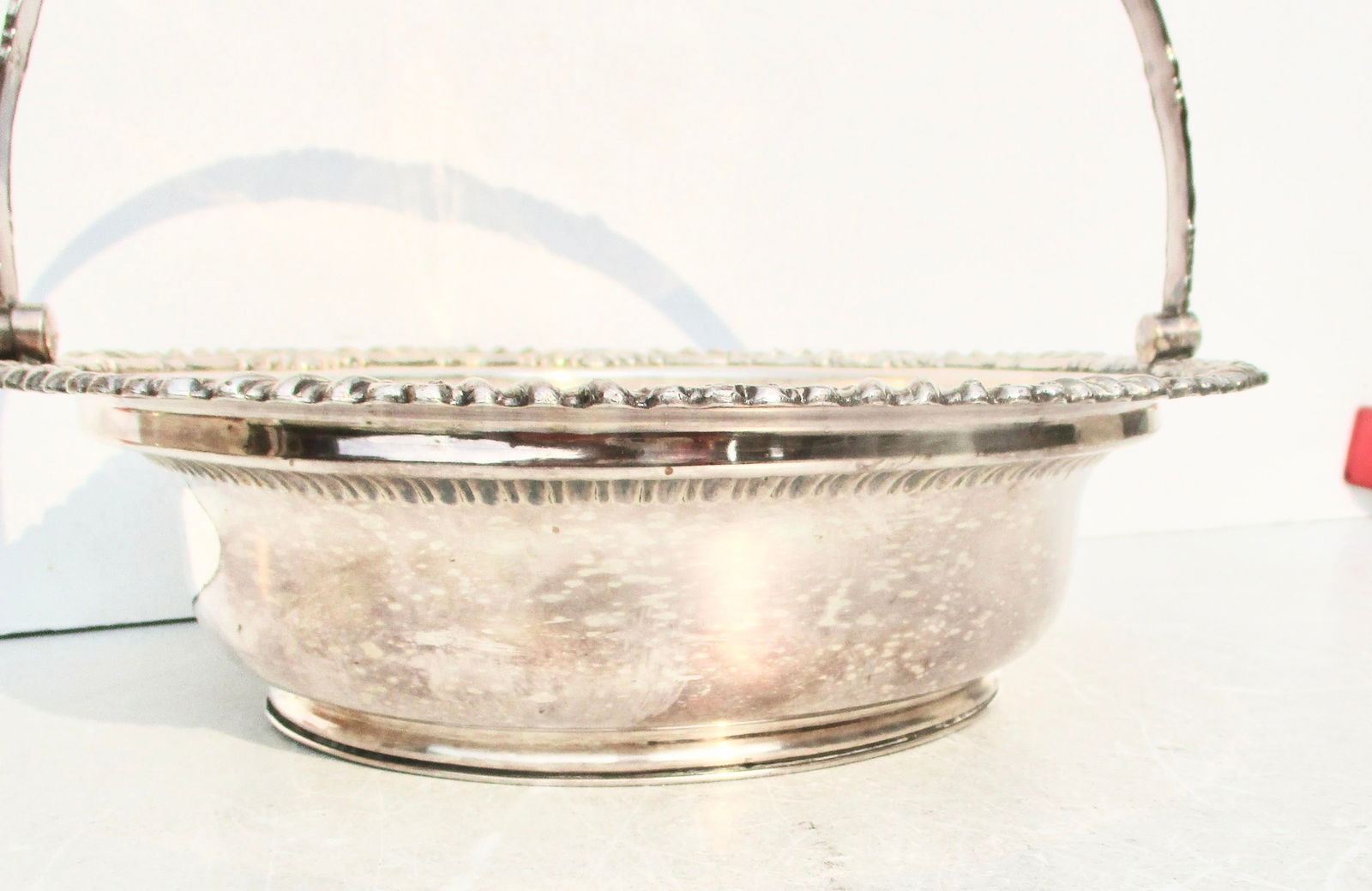 Antique Shefflield Plate Swing Handle Basket - 5