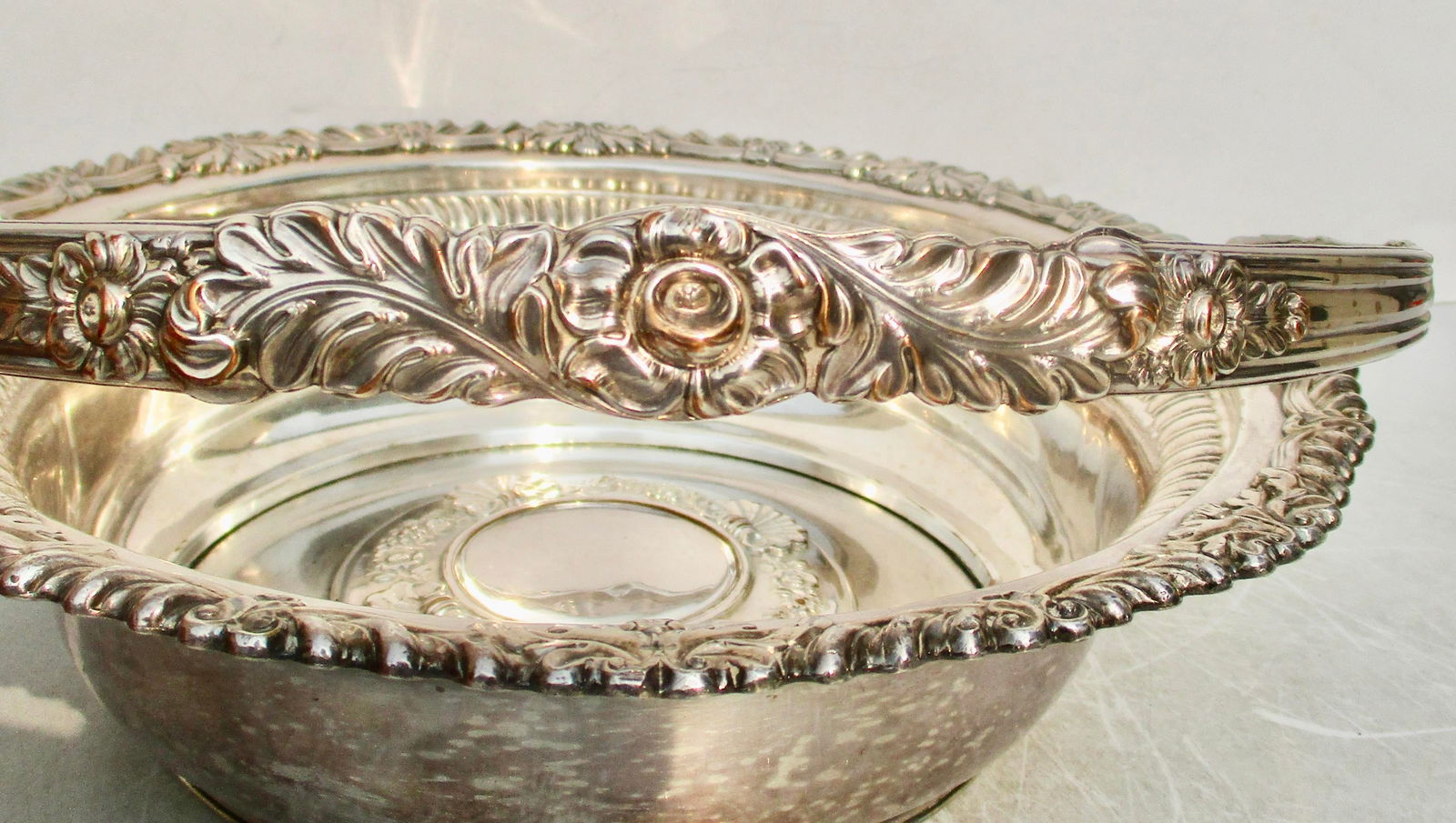 Antique Shefflield Plate Swing Handle Basket - 7