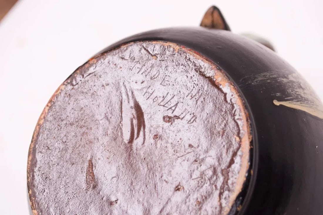 Mid-Century Dutch Hand-Painted Ceramic Decorative Pitcher - 12