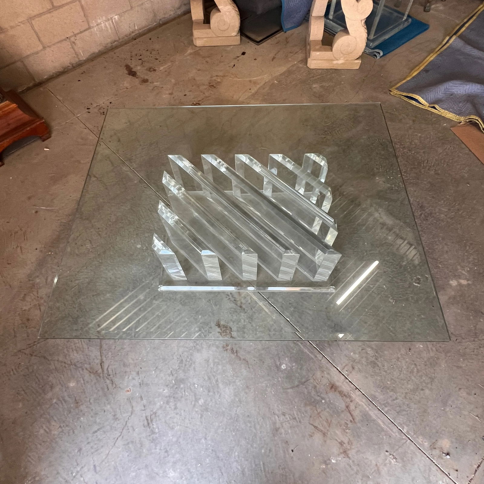 Lucite & Glass Top Coffee Table - 14