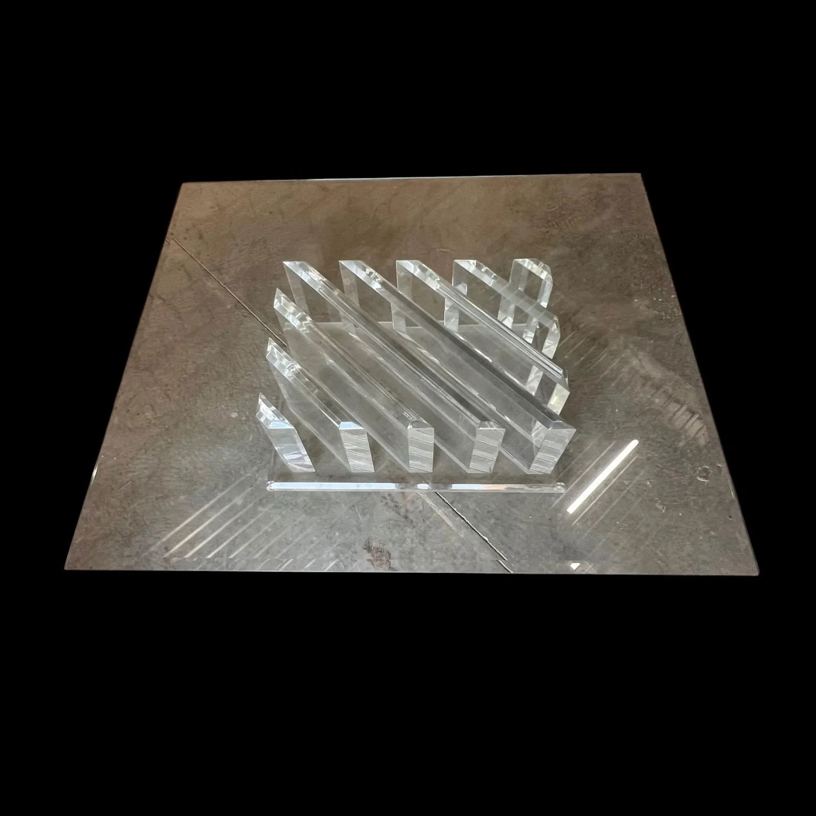 Lucite & Glass Top Coffee Table - 2