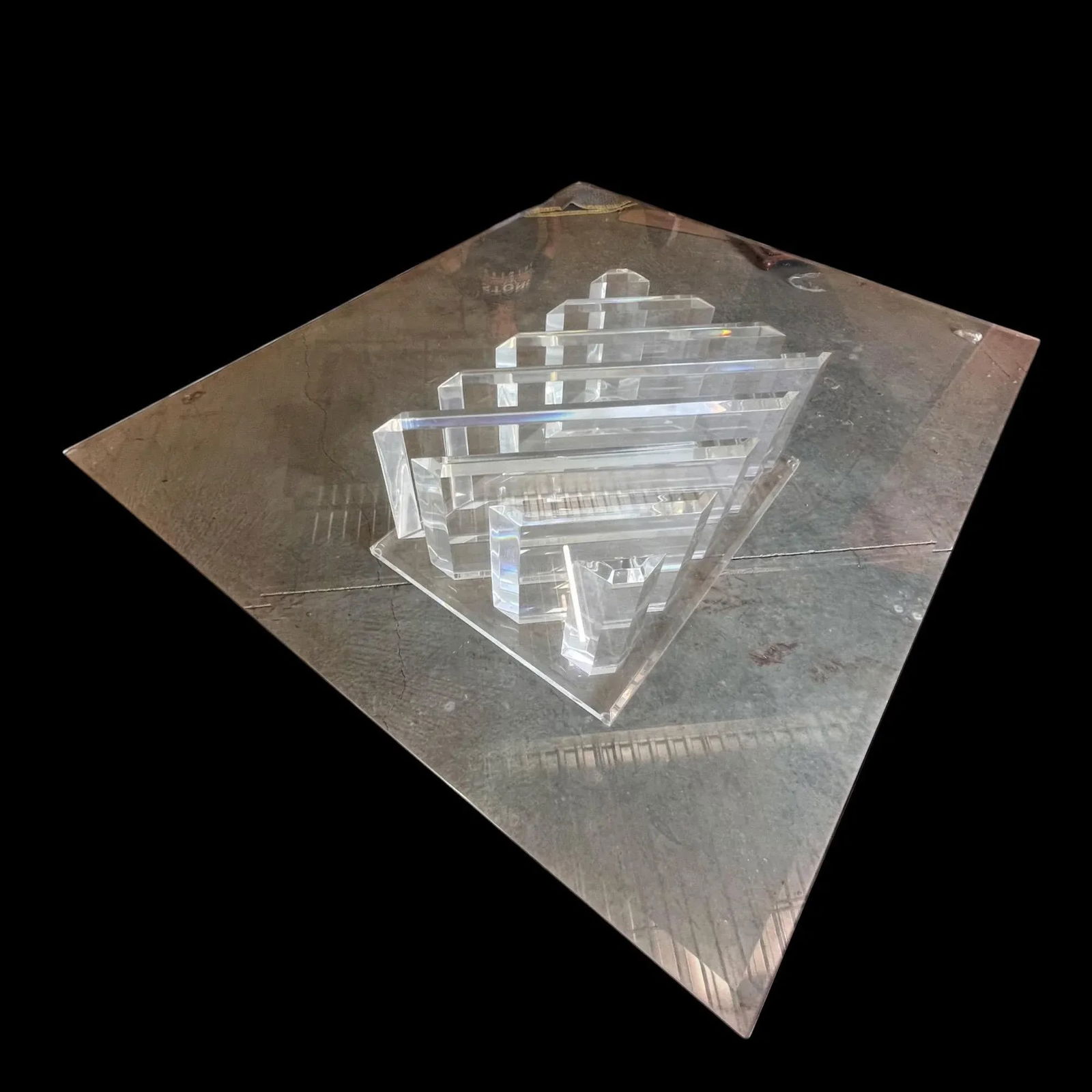 Lucite & Glass Top Coffee Table - 4