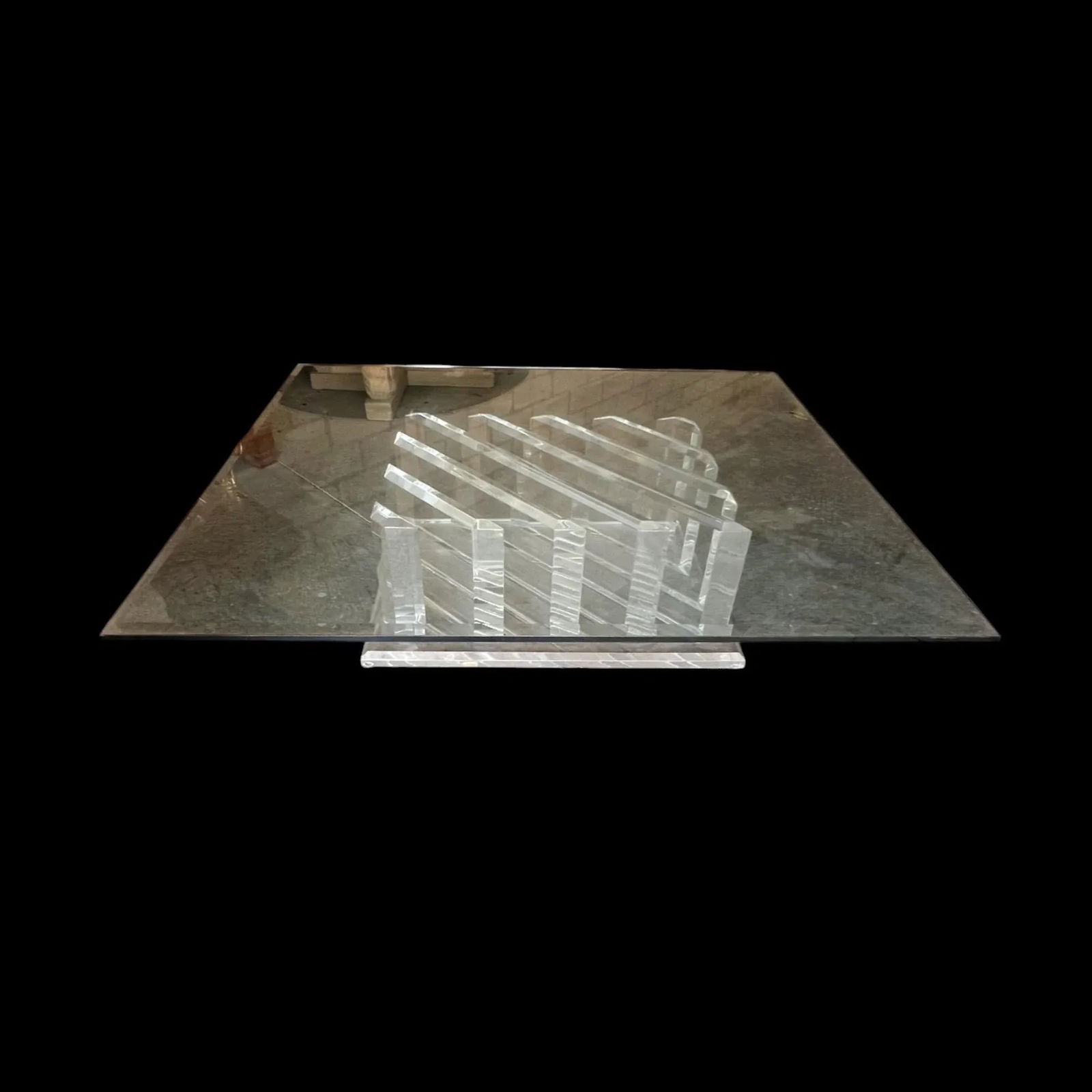 Lucite & Glass Top Coffee Table - 5