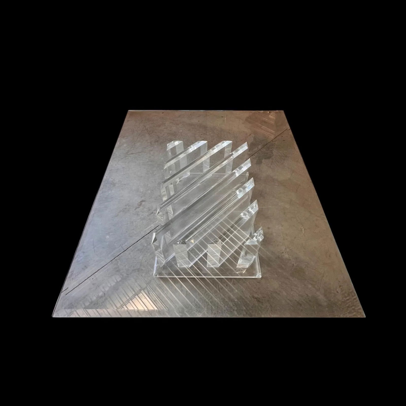 Lucite & Glass Top Coffee Table - 6