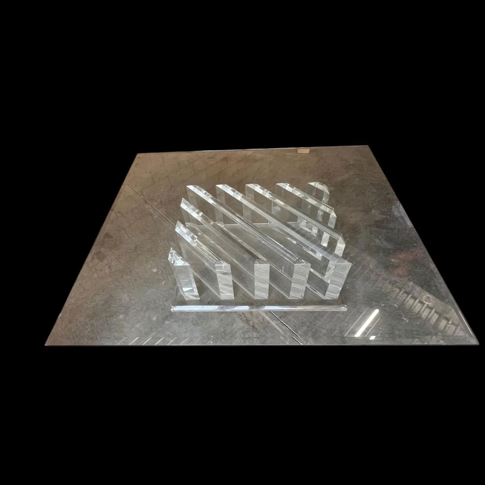 Lucite & Glass Top Coffee Table - 7