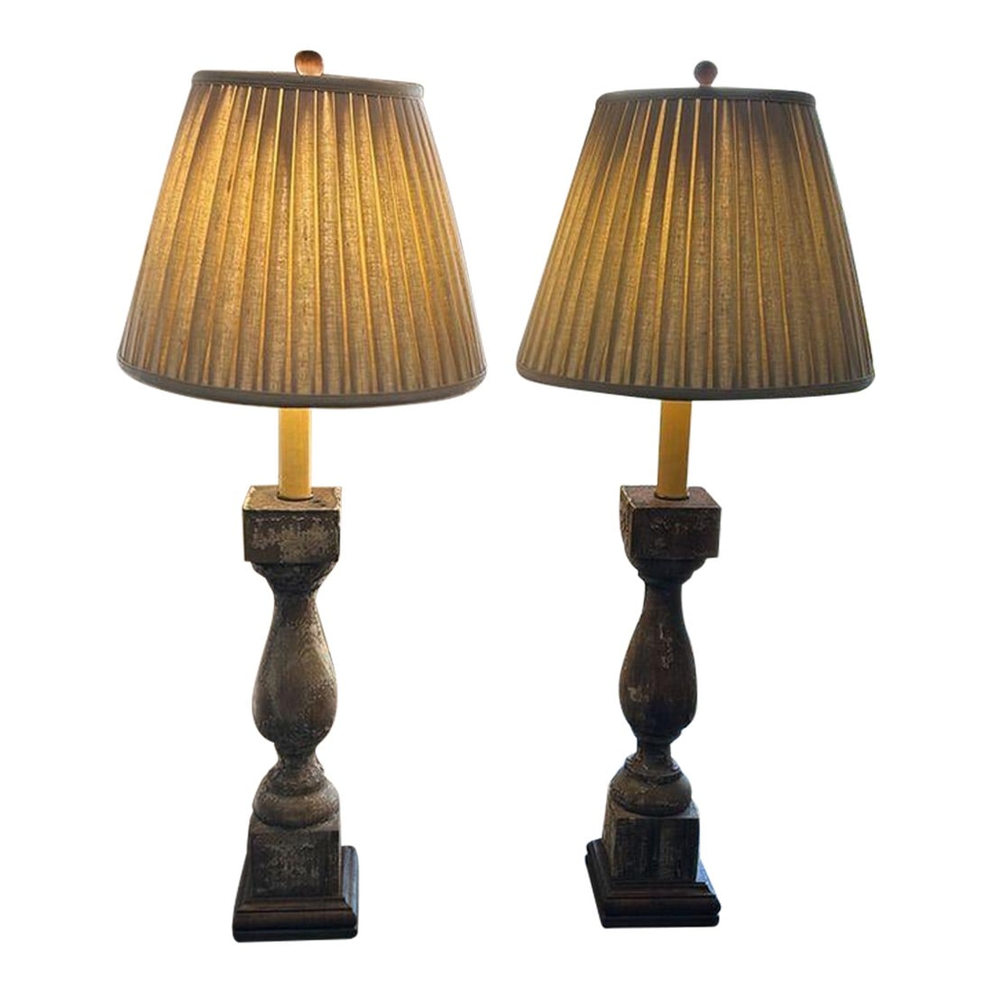 Pair of Rustic Wood Table Lamps (1 of 7)