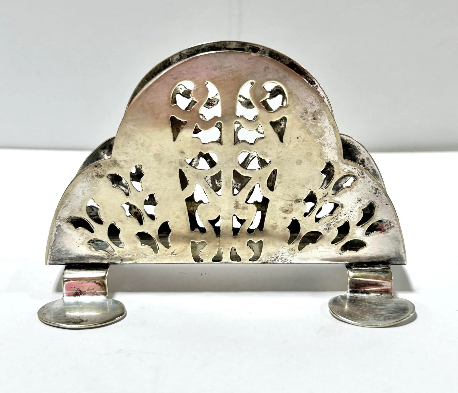 Antique English Victorian l.F.S LTD Silver Napkin Holder - 2