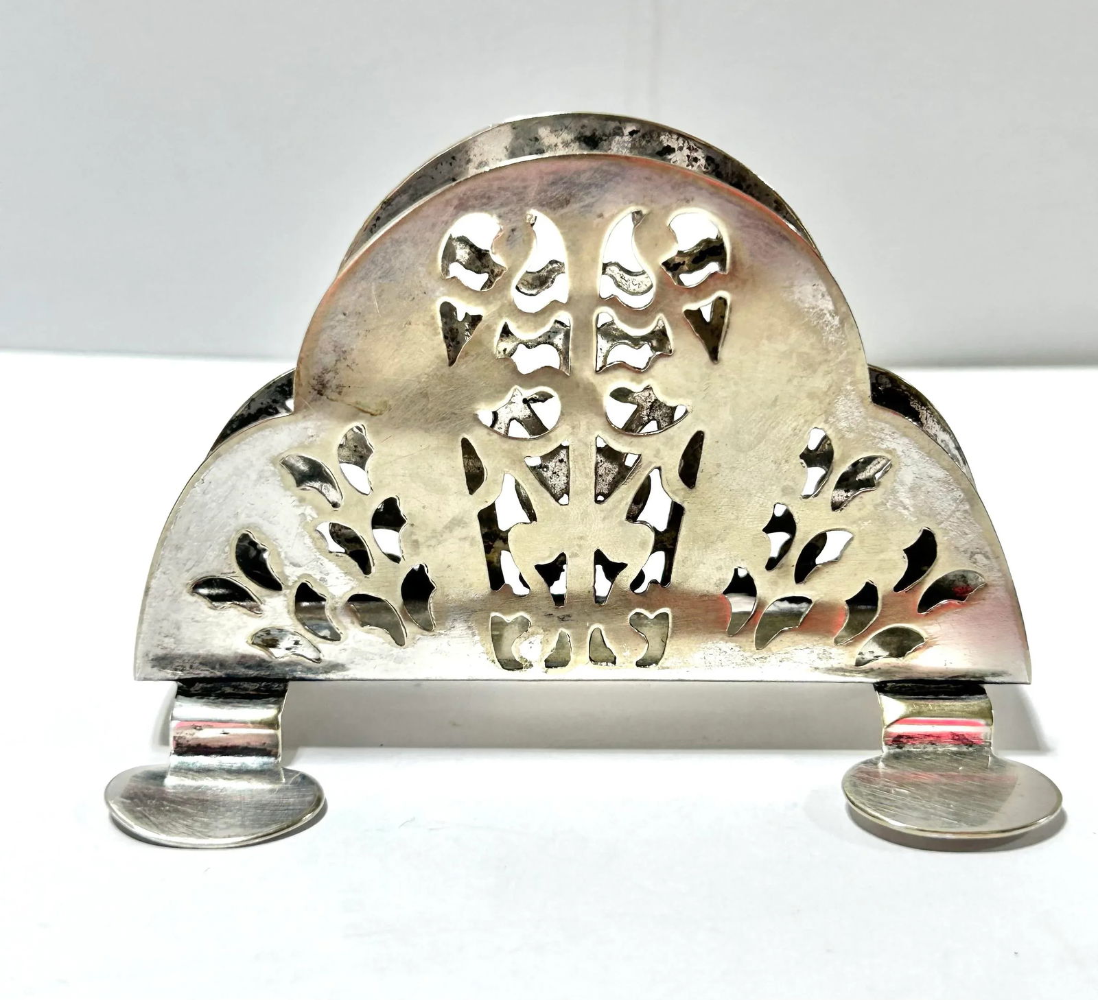 Antique English Victorian l.F.S LTD Silver Napkin Holder - 5