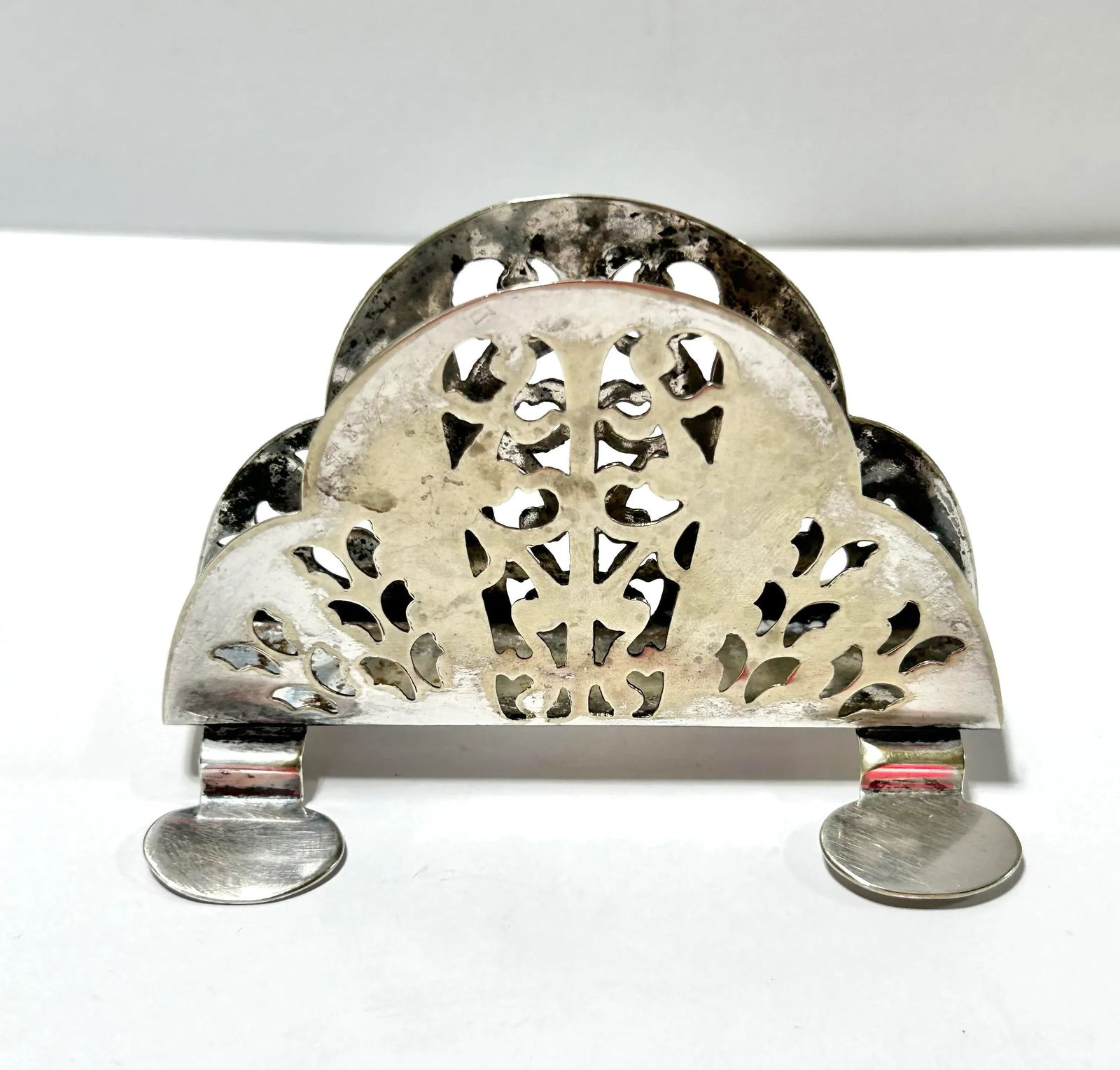 Antique English Victorian l.F.S LTD Silver Napkin Holder - 6