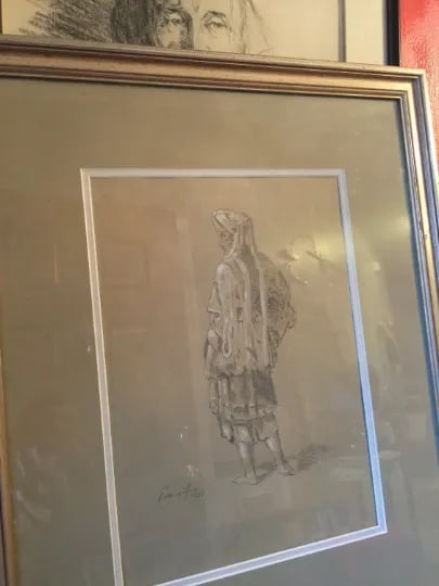 Framed Charcoal Portrait Sketches - A Pair - 2