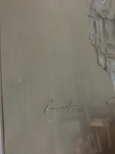 Framed Charcoal Portrait Sketches - A Pair - 3