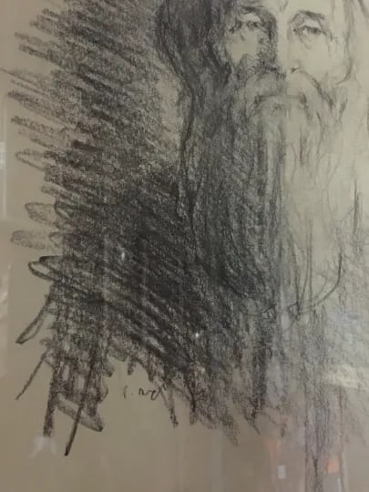 Framed Charcoal Portrait Sketches - A Pair - 4