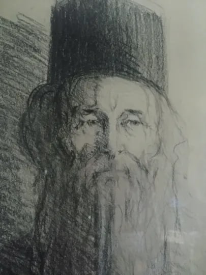 Framed Charcoal Portrait Sketches - A Pair - 5