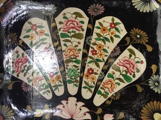 Vintage Chinoiserie Paper Mache Asian Tray Wall Hanging - 3