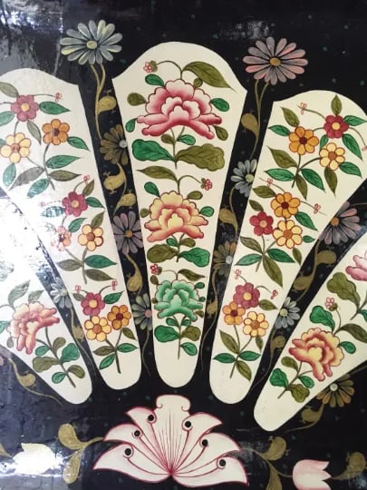 Vintage Chinoiserie Paper Mache Asian Tray Wall Hanging - 4