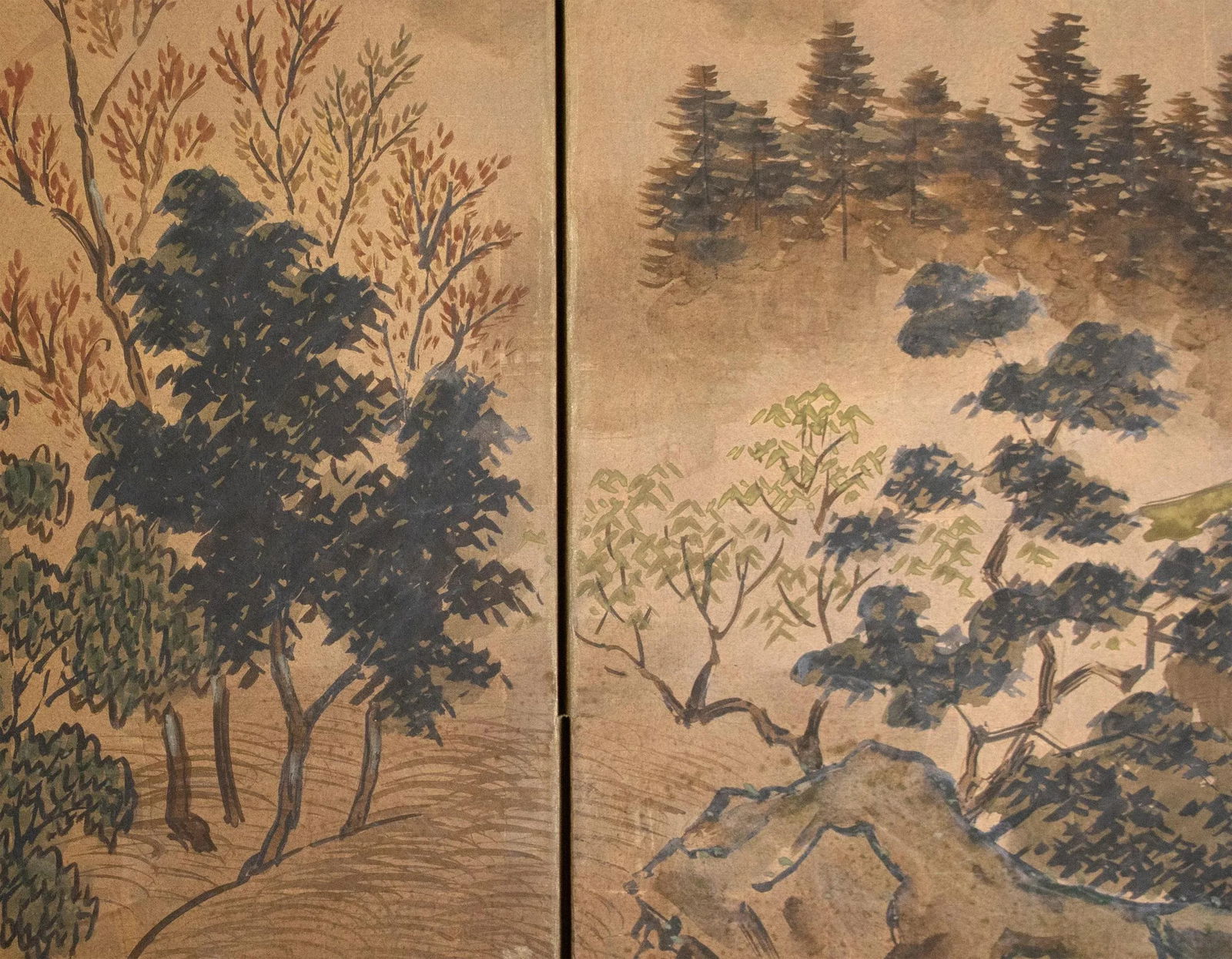 1960s ShÅwa Era Japanese Byobu Screen "Landscape With Gazebo" - 8