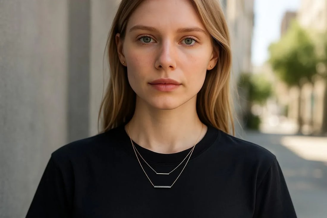 1990s 14k Yellow White Gold Delicate Diamond Bar Layered Necklace - 3