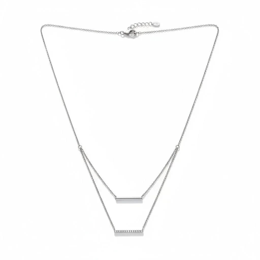 1990s 14k Yellow White Gold Delicate Diamond Bar Layered Necklace - 8