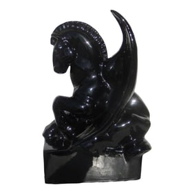 Vintage 70s Black Pegasus T v Lamp