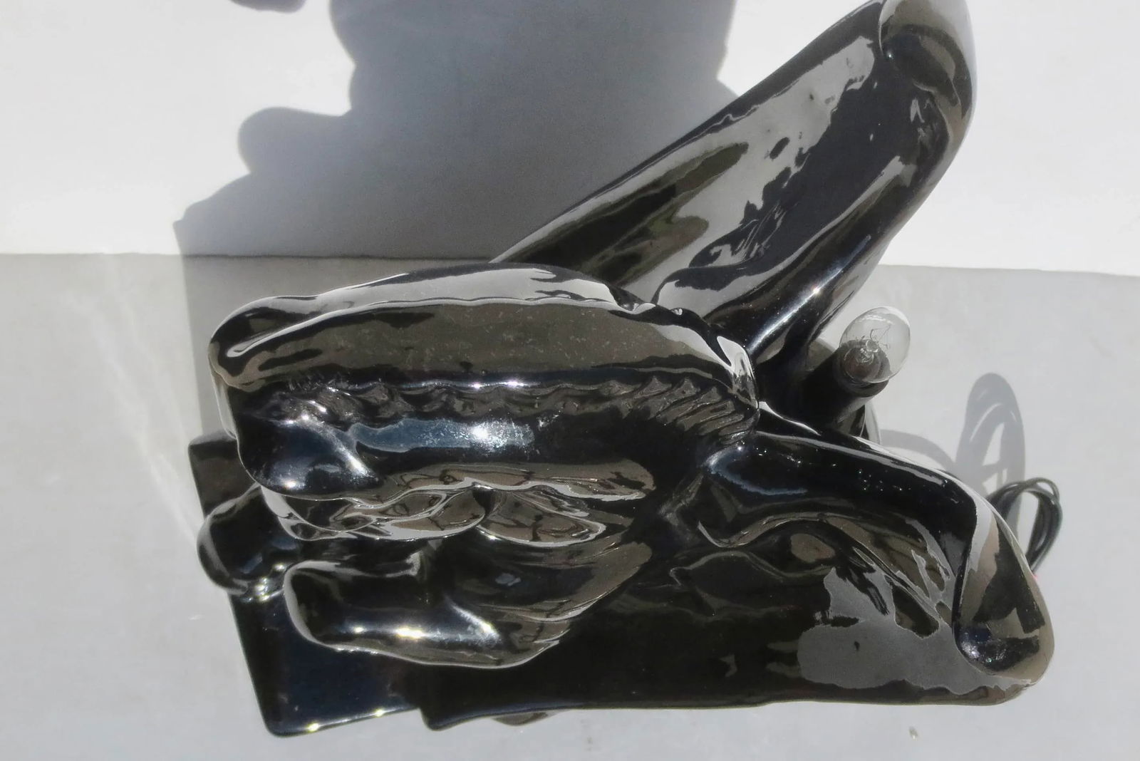 Vintage 70s Black Pegasus T v Lamp - 6