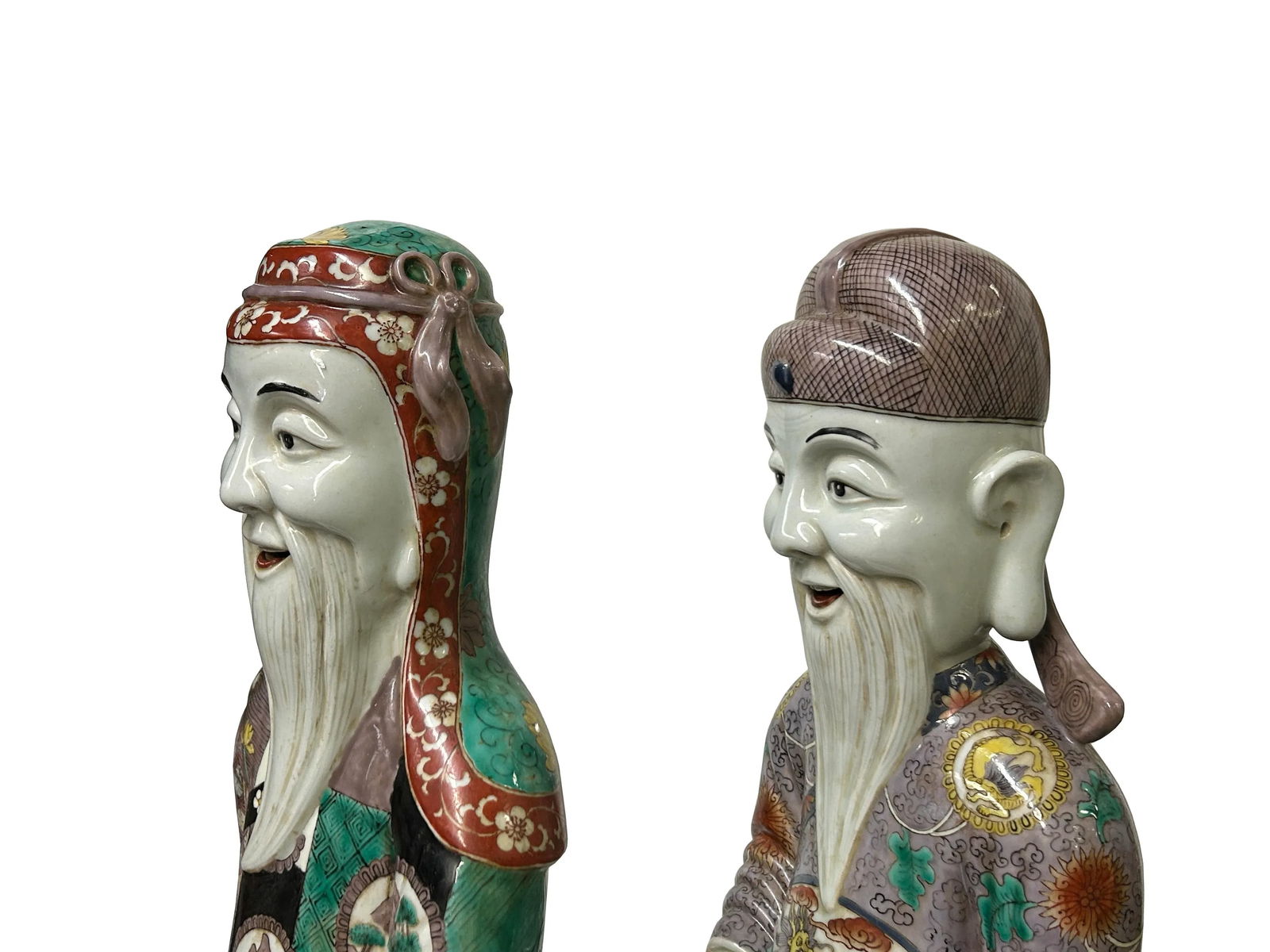 Chinese Canton Color Mixed Feng Shui Fok, Lok, Sau Figure Set - 13