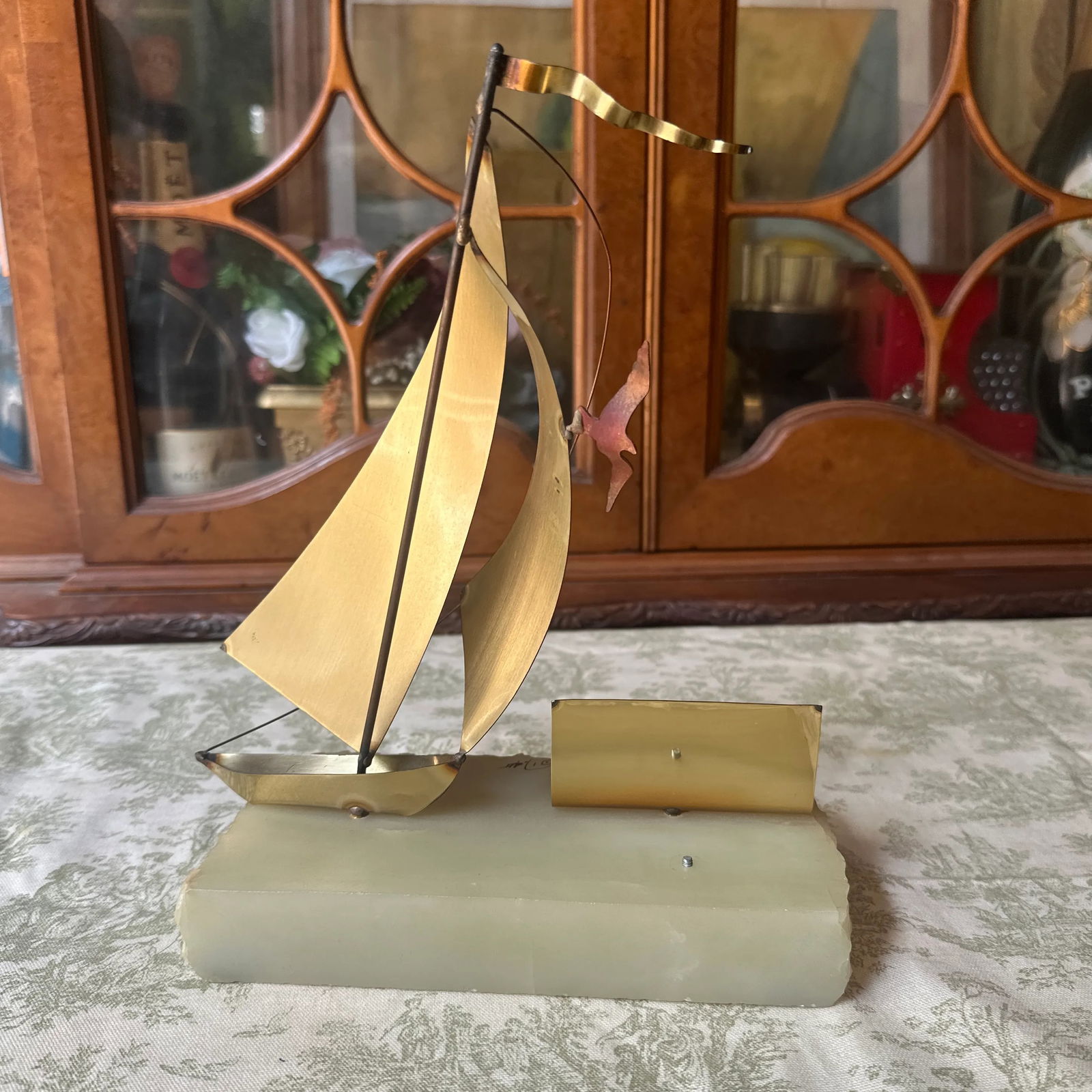 1970s Brass Sailboat Business Card Holder With Marble Base - 7