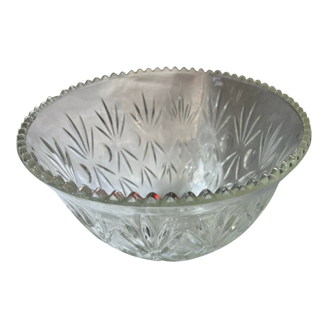 Vintage Large Glass Etched Bowl: Up for consideration is a beautiful vintage large glass etched bowl. This piece would look lovely in your home and is a gorgeous bowl to display at your next dinner party. This is also a great find