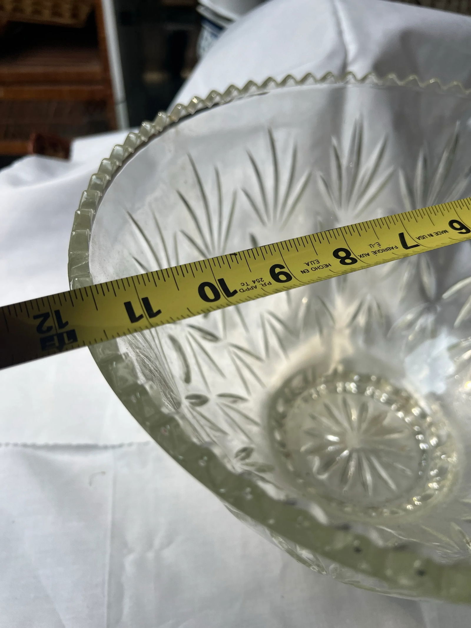 Vintage Large Glass Etched Bowl - 2