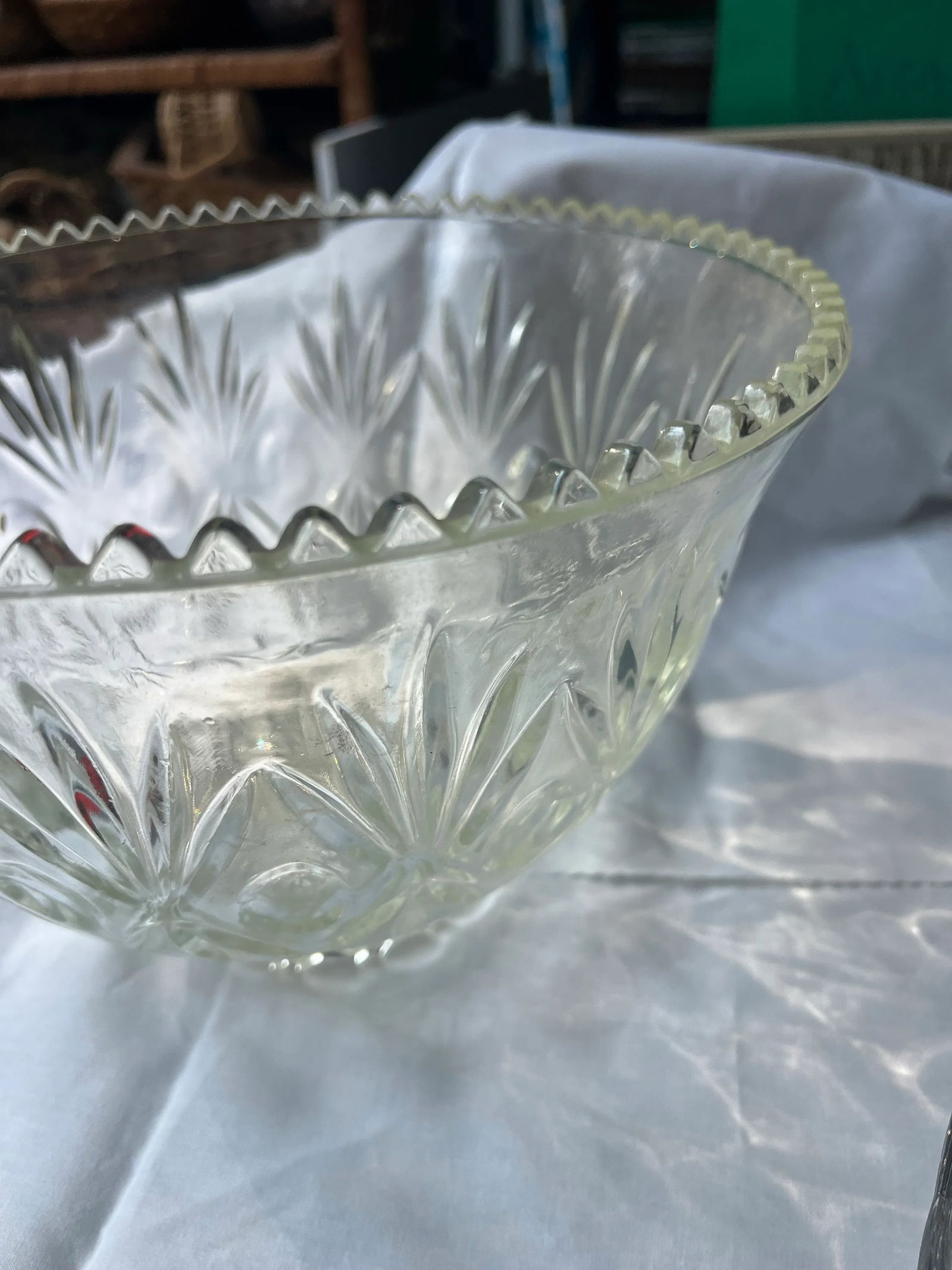 Vintage Large Glass Etched Bowl - 3