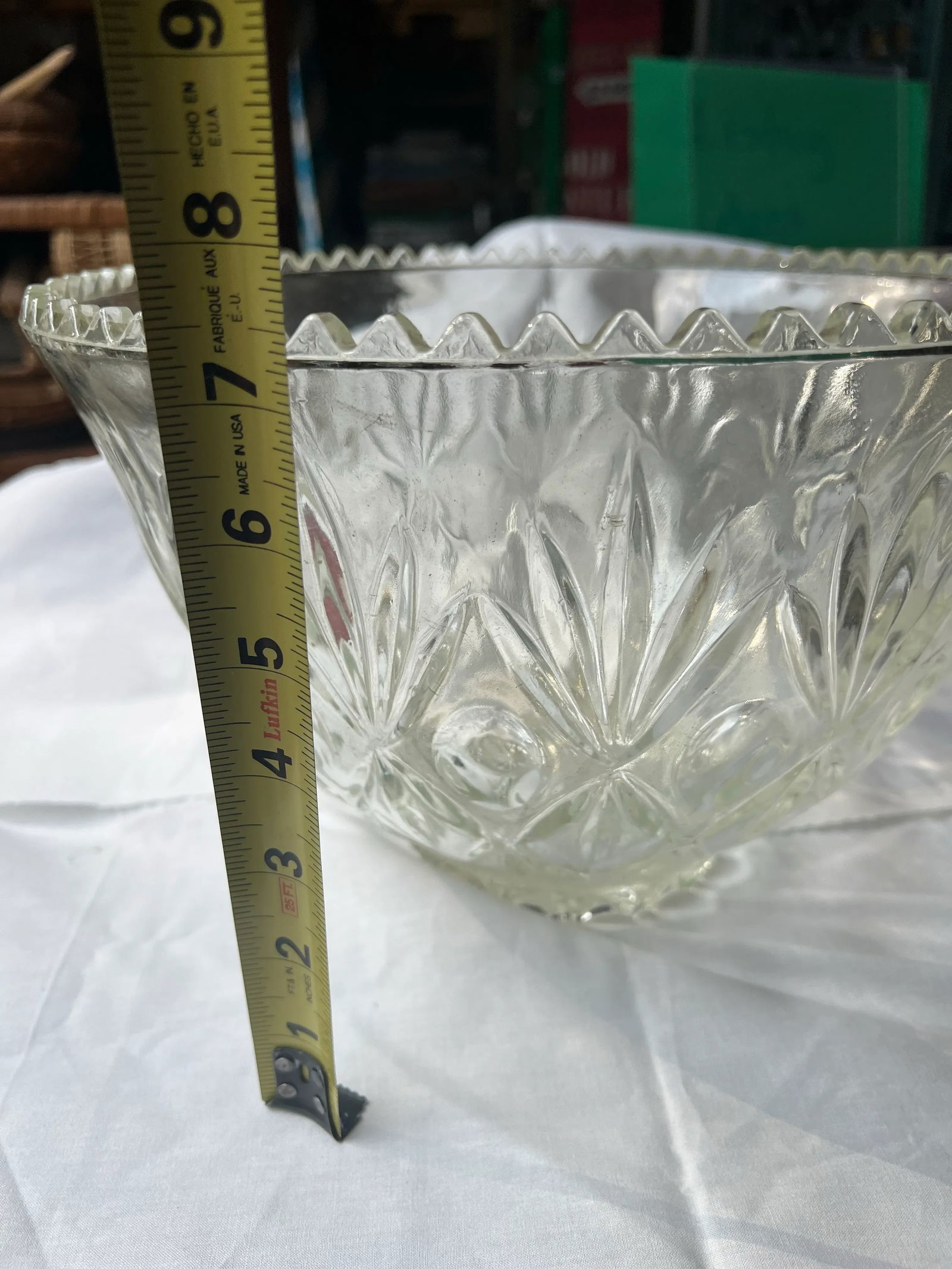 Vintage Large Glass Etched Bowl - 4