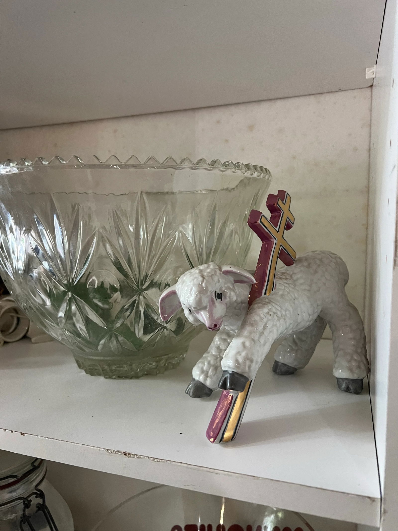 Vintage Large Glass Etched Bowl - 7