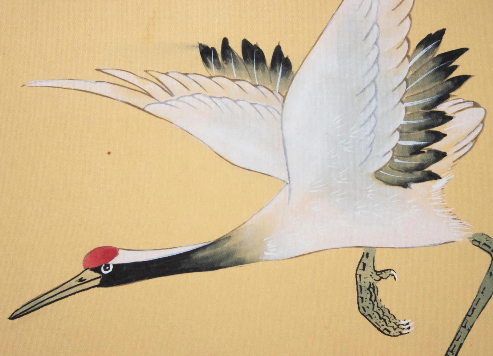 C. 1970s Asian Painted Silk Screen "Red-Crowned Cranes and Lotus" - 13