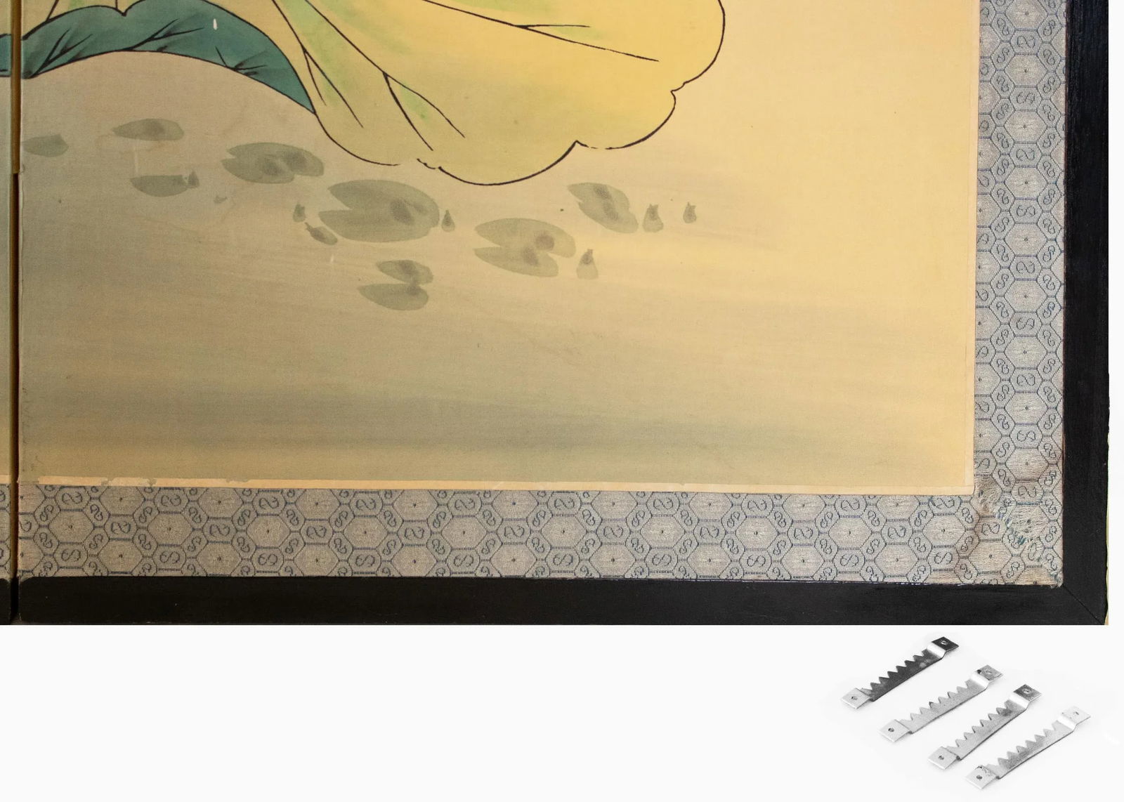 C. 1970s Asian Painted Silk Screen "Red-Crowned Cranes and Lotus" - 14