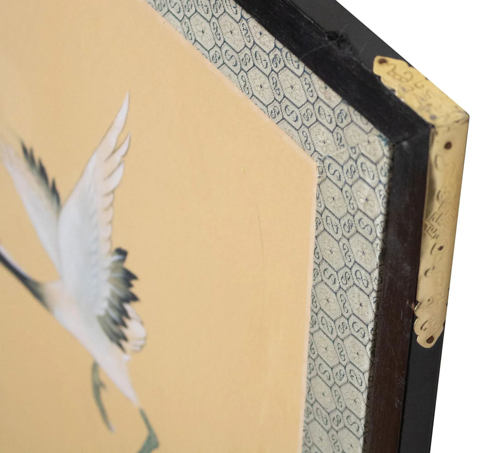 C. 1970s Asian Painted Silk Screen "Red-Crowned Cranes and Lotus" - 15