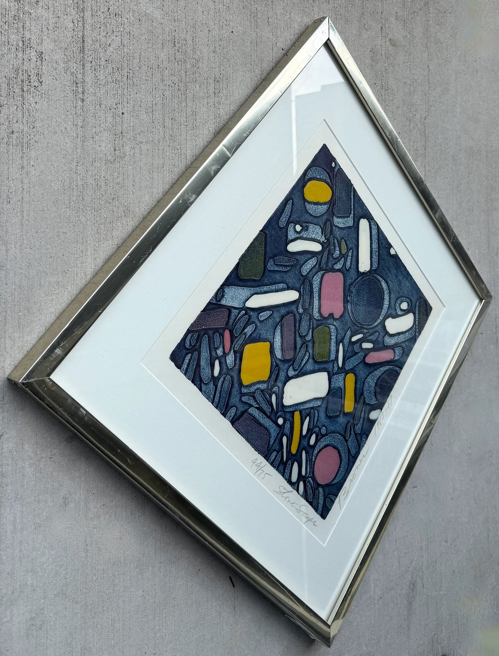 Color Intaglio Print "Stone Scape" by Robert Broner 1963-69 - 2