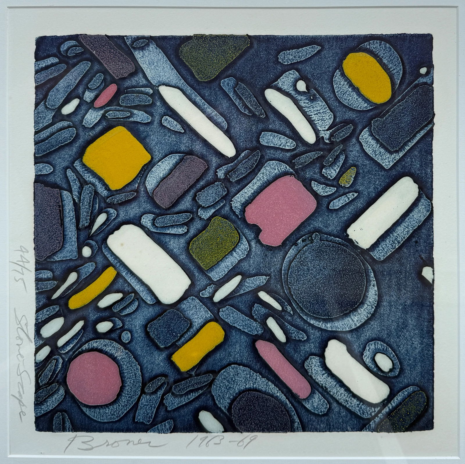 Color Intaglio Print "Stone Scape" by Robert Broner 1963-69 - 8