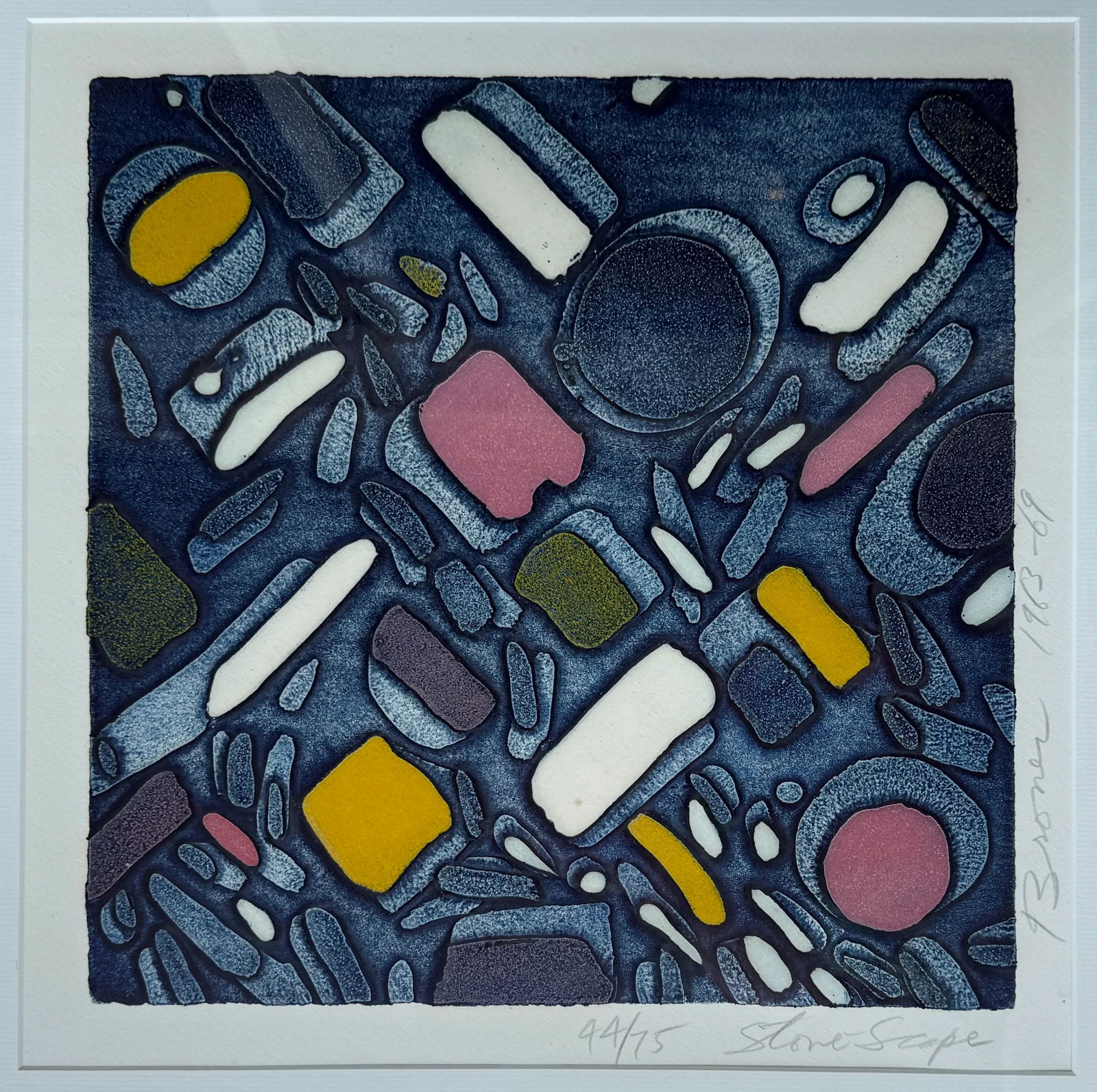 Color Intaglio Print "Stone Scape" by Robert Broner 1963-69 - 9
