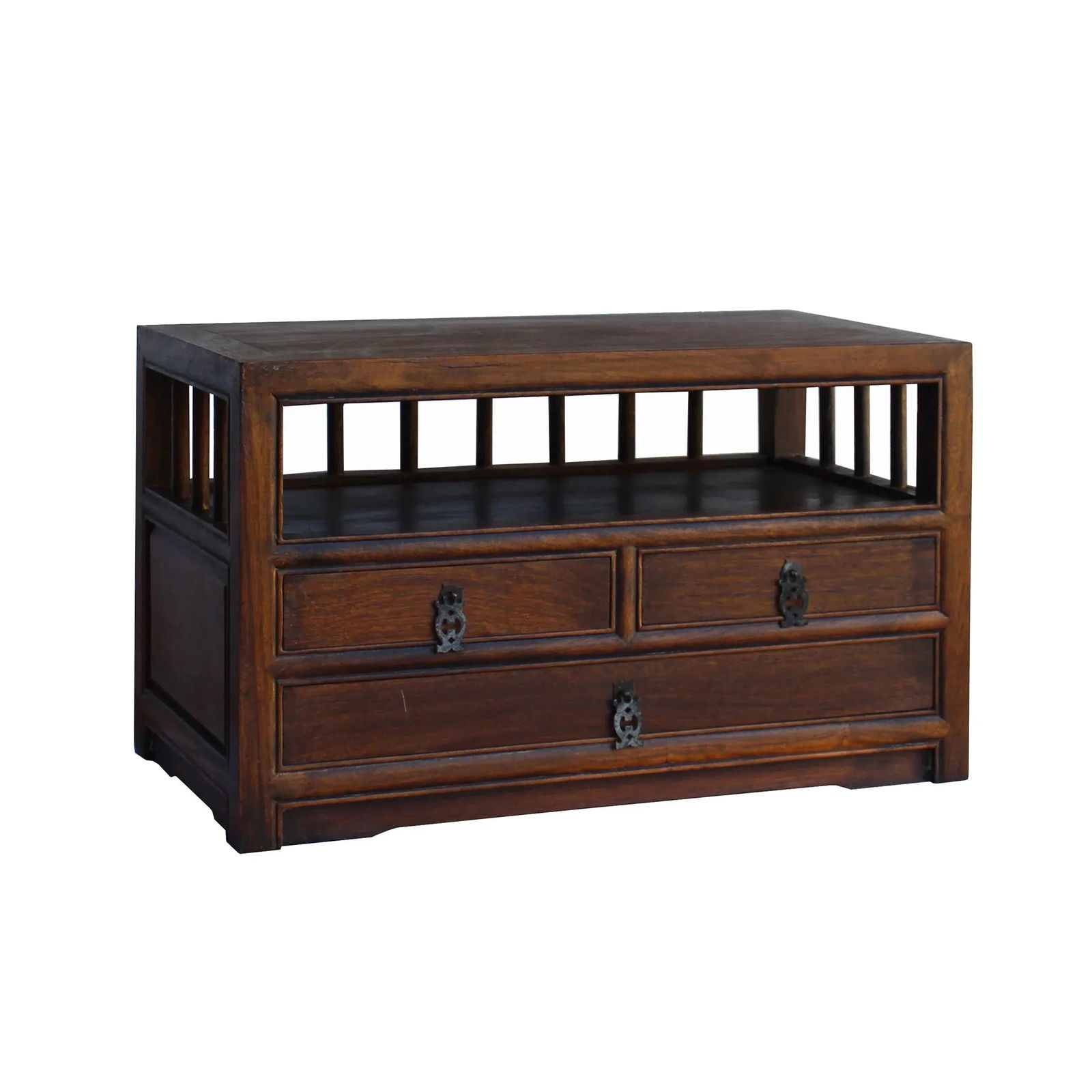 Chinese Brown Wood Rectangular Table Top Stand Display Easel Chest - 2